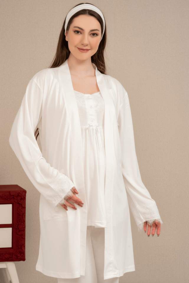 Dantelli Askılı Lohusa PijamaTakımı