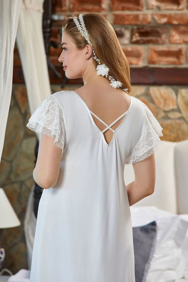 Cossy By Aqua İnci Detaylı Lohusa Gecelik