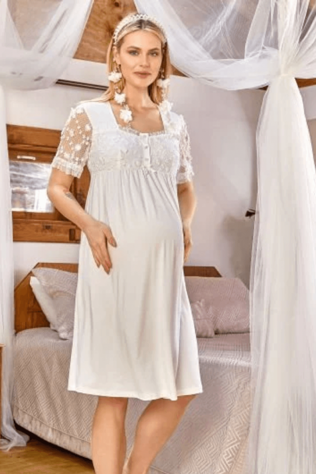 Cossy By Aqua Üç Boyutlu Çiçek Detaylı Lohusa Gecelik